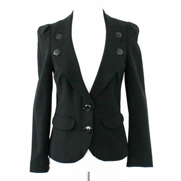 French Connection Navy Wool Vintage Blazer Suit Jacket, Size 4 Fits Like XS or 2 - Picture 1 of 10